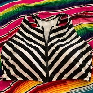 Swimsuits for all stripes full zipper bikini top